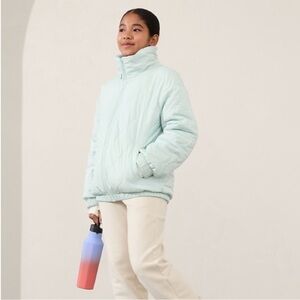 Athleta Girl Reversible Warm + Fuzzy Jacket in Halycon Blue—XS